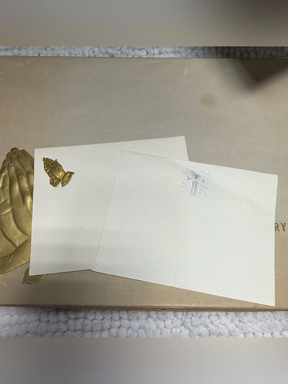 Vintage 1950s Bible Lovers Hands In Prayer Stationery Ensemble Warner Press